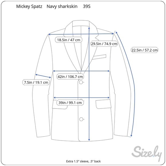 Mickey Spatz Vitale Canonico Blazer Navy Blue Size 40S - Picture 10 of 12